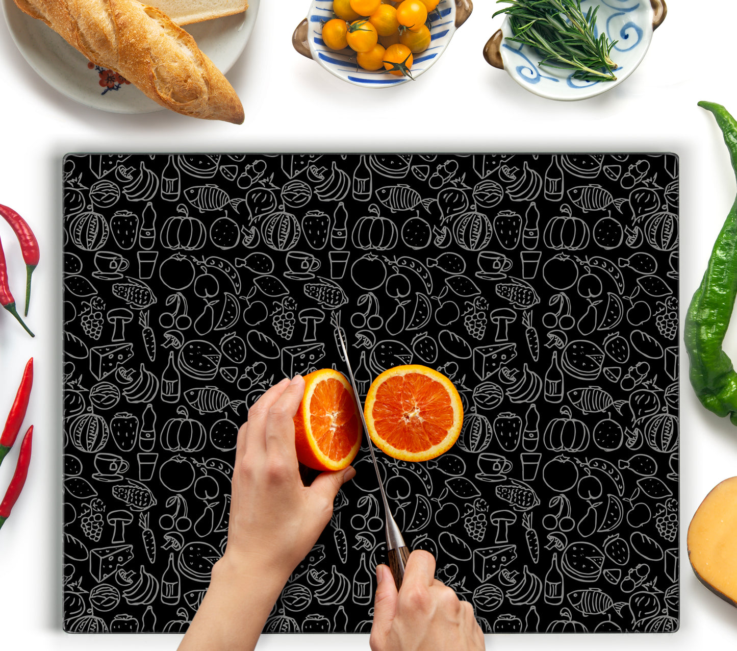 Original Kitchenville™ Glass Chopping / Cutting Board 50x40cm