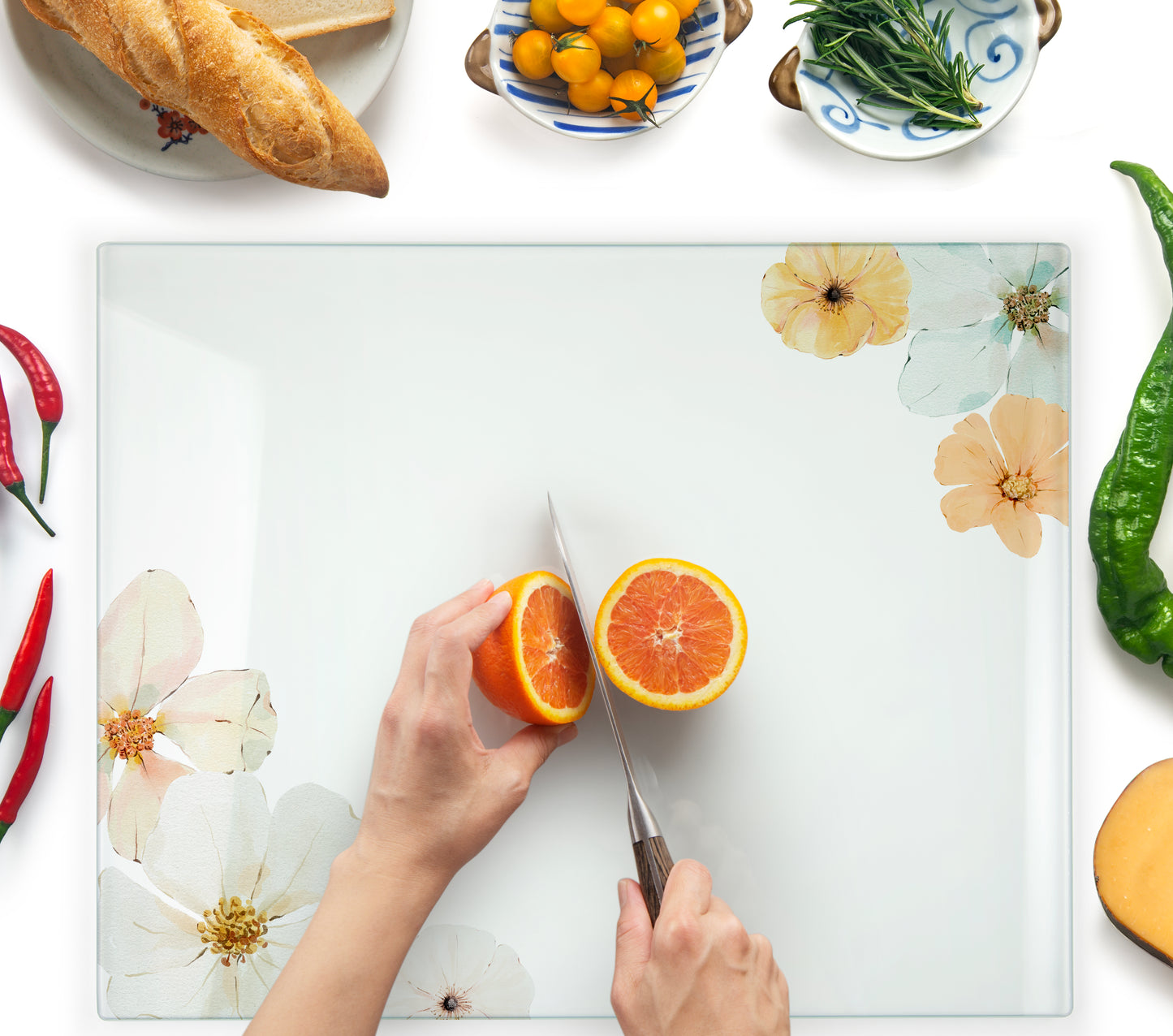 Original Kitchenville™ Glass Chopping / Cutting Board 50x40cm