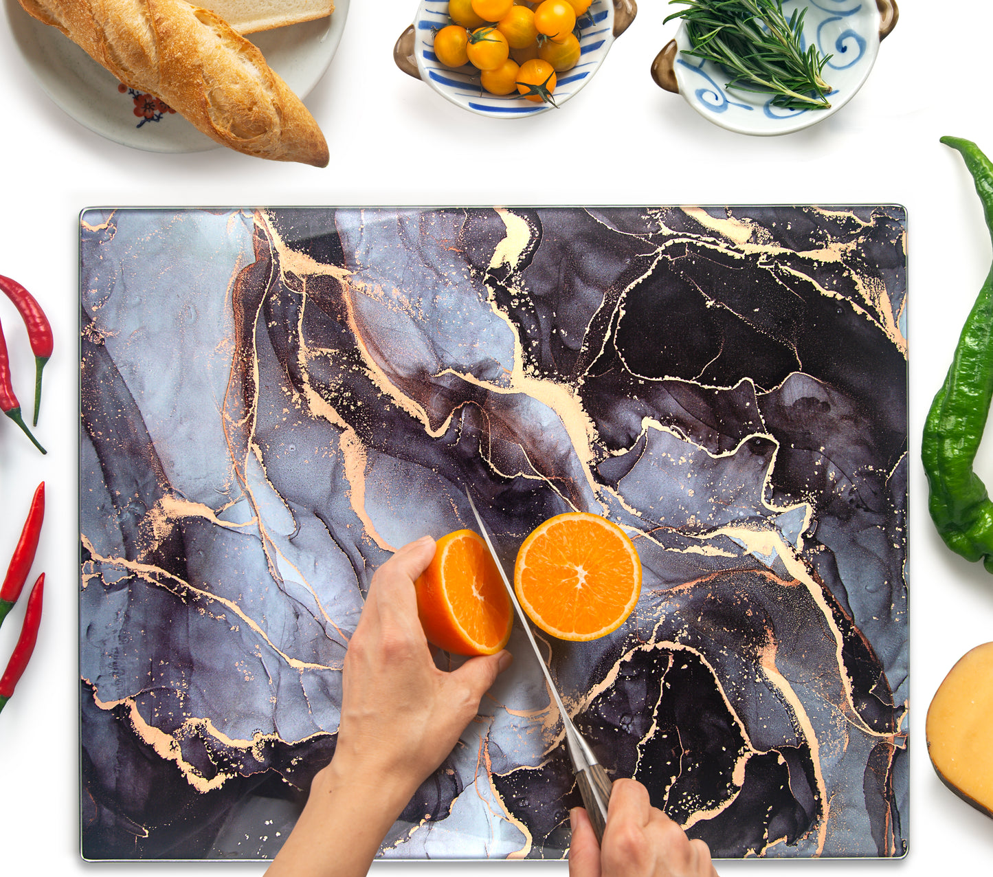 Original Kitchenville™ Glass Chopping / Cutting Board 50x40cm