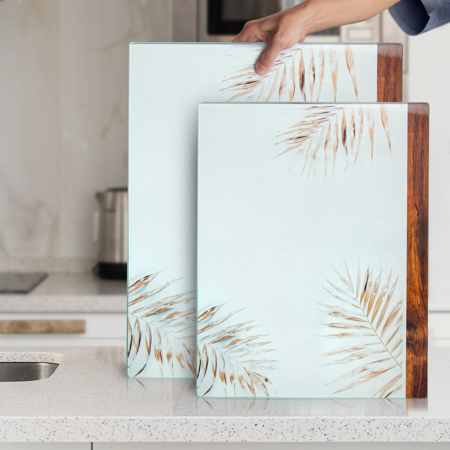 Original Kitchenville™ Glass Chopping / Cutting Board Bundle (50x40cm + 40x30cm)